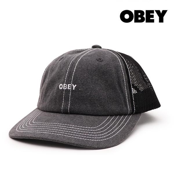 オベイ【OBEY】BOLD PIGMENT 6 PANEL TRUCKER トラッカー キャップ 帽子 CAP ユニセックス ストリート ロゴ 刺繍 ピグメント加工 ウォッシュ【ネコポス発送】