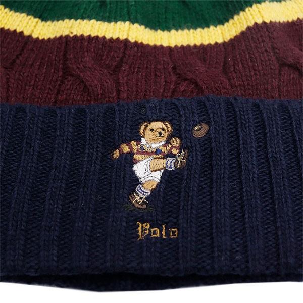 ポロ 直輸入品激安 ラルフローレン Polo Ralph Lauren ニット帽 ニットキャップ ラグビー くま ネコポス発送のみ送料無料 ボーダー ビーニー ベアー 男女兼用 Pc0351