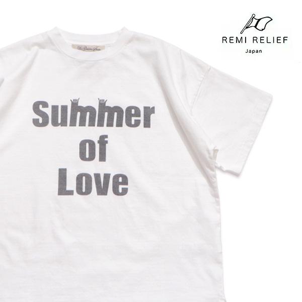 レミ レリーフ【REMI RELIEF】RN30389205 Tシャツ 半袖 トップス ユニセックス オフホワイト ロゴ プリント コットン 日本製