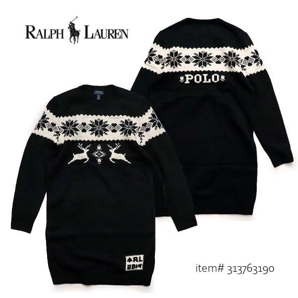 ポロ ラルフローレン Polo Ralph Lauren ガールズ ニット ワンピース ノルディック柄 チュニック レディース 黒 ブラック Rfl Onepiece ボブズストア 通販 Yahoo ショッピング