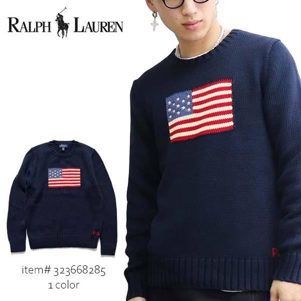 ポロ ラルフローレン Polo Ralph Lauren ボーイズサイズ ニット セーター メンズ トップス フラッグ 星条旗 長袖 クルーネック ネイビー コットン Rfl Knit ボブズストア 通販 Yahoo ショッピング