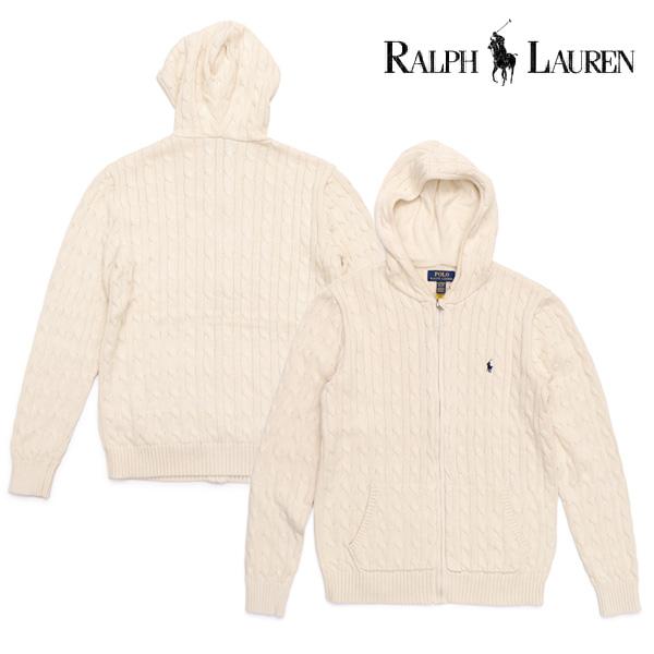 ポロラルフローレン POLO RALPH LAUREN ニット パーカー ロングスリーブ ポロベア コットン ウール カシミヤ トップス レディース L アイボリー POLO RALPH LAUREN（ポロ・ラルフローレン） パーカー Polo ベア