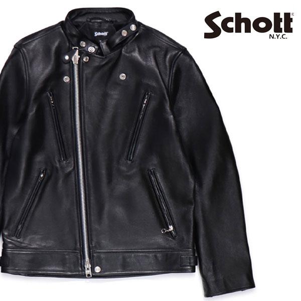 Schott ブラック レザー ジャケット SCHOTT（ショット） ショット【Schott】3101048 NEW DOUBLE BREAST