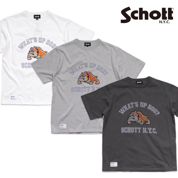 ショット【Schott】WHAT'S UP DOG T-SHIRT ワッツアップ ドッグ Tシャツ 半袖 コットン カットソー トップス メンズ アメカジ ヴィンテージ