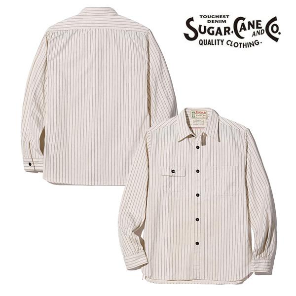 SUGAR CANE シュガーケーン シャツ 長袖 メンズ レディース カジュアル FICTION ROMANCE 8.5oz.WHITE WABASH STRIPE WORK SHIRT ホワイト ウォバッシュ SC27076 SUGAR CANE シュガーケーン【SUGAR CANE】FICTION ROMANCE 8.5oz