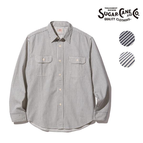 シュガーケーン【SUGAR CANE】SC27853 HICKORY STRIPE WORK SHIRT ヒッコリーストライプ シャツ ワークシャツ メンズ 長袖 シンプル 日本製 ベーシック