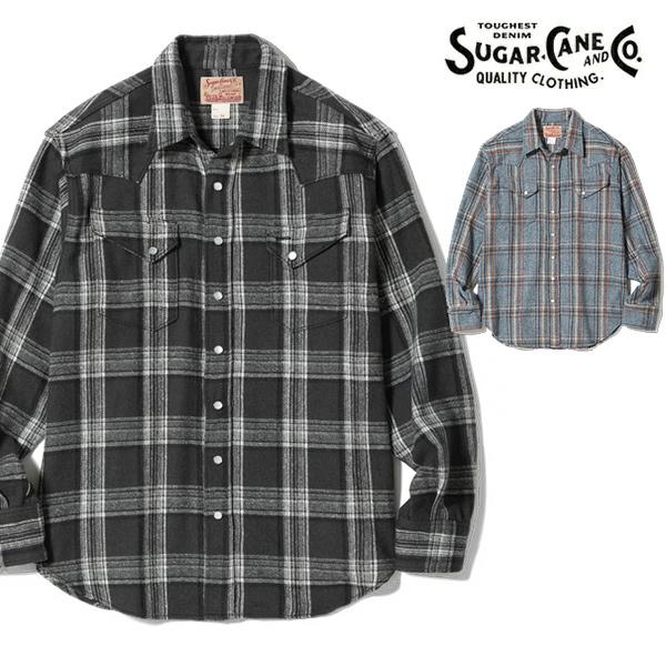 シュガーケーン【SUGAR CANE】SC29787 ブラッシュドヘリンボーンチェック ウエスタンシャツ 長袖 チェックシャツ メンズ トップス 起毛 ネルシャツ アメカジ