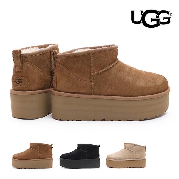 【UGG/アグ】135092 レディース Classic Ultra Mini Platform クラシック ウルトラ ミニ プラットフォーム ムートン スエード 厚底 ギフト ショートブーツ