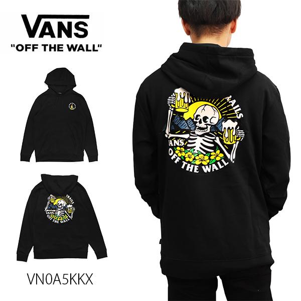 バンズ/VANS N0A5KKX MN HAPPY TRAILS HOODIE プルオーバー パーカー スウェット メンズ フーディー トップス  スカル ドクロ ロゴ 裏起毛 ブラック