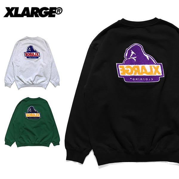 エクストララージ【X-LARGE】TWO TONE BACKSIDE OG CREWNECK SWEAT スウェット トレーナー メンズ トップス  長袖 ロゴ ゴリラ 裏毛