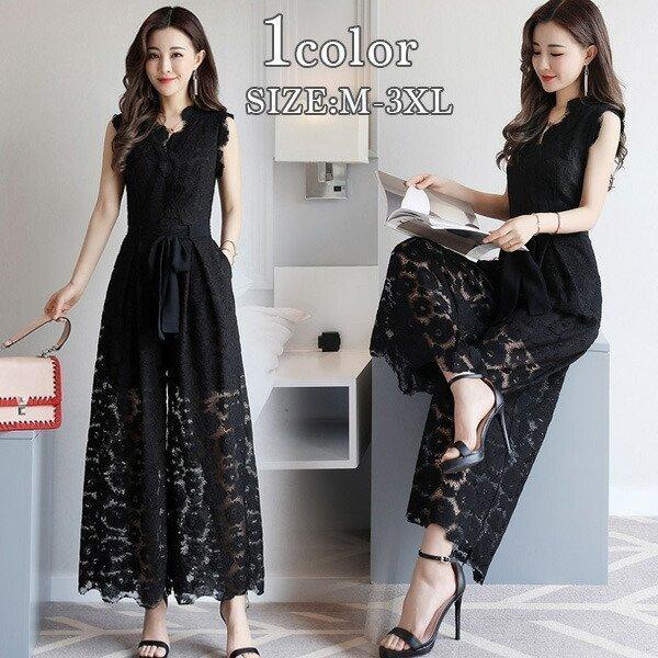 フレアレースパンツスタイルドレスパーティーノースリーブロング丈ワンピースお呼ばれ結婚式二次会大人エレガントドレスレディース Boc Boccastore 通販 Yahoo ショッピング