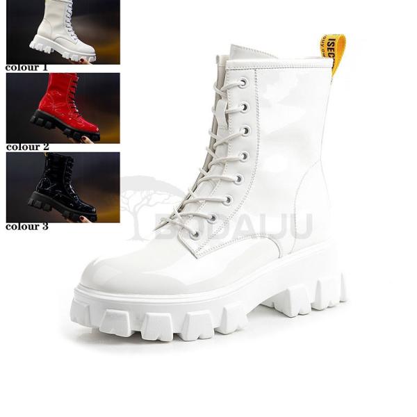 ショートブーツ レディース 太ヒール 厚底 レースアップ カジュアル コスプレ用 歩きやすい 美脚 おしゃれ 大きい