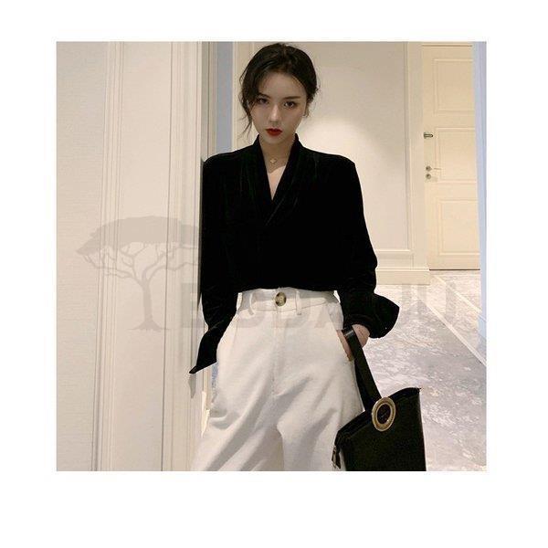 2点セット セットアップ 再入荷 予約販売 レディース 春秋 長袖ブラウス オシャレ 上下セット 黒白セット カジュアル ゆったり Ol オフィス 韓国風 着痩せ きれいめ 通勤