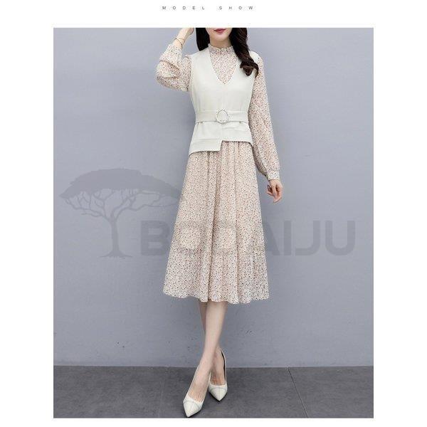 ワンピースセットアップ レディース 2点セット ワンピース ワンピーススーツ ロングワンピース シフォン ベスト 可愛い オフィス おしゃれ 30代 代 Ol 通勤 期間限定の激安セール