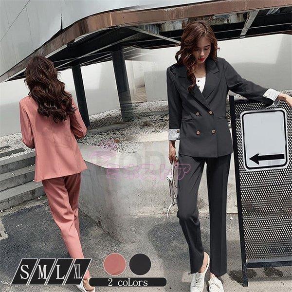 セットアップ レディース スーツセット パンツスーツ 韓国風 着痩せ ビジネス 通勤 買収 Ol きれいめ オフィス 上下セット お呼ばれ 長袖 フォーマル 二次会 オシャレ