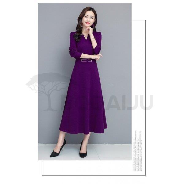 ワンピース レディース お中元 ロングワンピース 40代 きれいめ Vネック Aラインワンピース 長袖 二次会 黒 フォーマルワンピース 着痩せ 無地 通勤 Ol