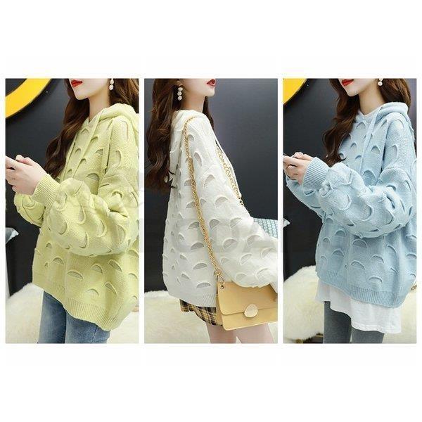 ニットセーター レディース カットソー シンプル トップス チュニック 長袖 無地 使い勝手の良い 通勤 カジュアル Vネック 着痩せ 秋服 大きいサイズ ゆったり 手編み風