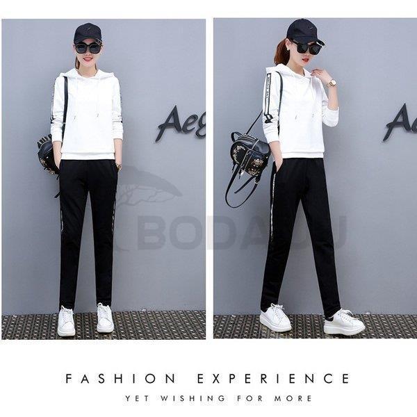 ジャージ レディース 上下 おしやれ 春秋 長袖 セットアップ カジュアル 40代 メーカー再生品 運動服 部屋着 スポーツウェア 韓国風 2点セット スウェット 着痩せ トレーナー