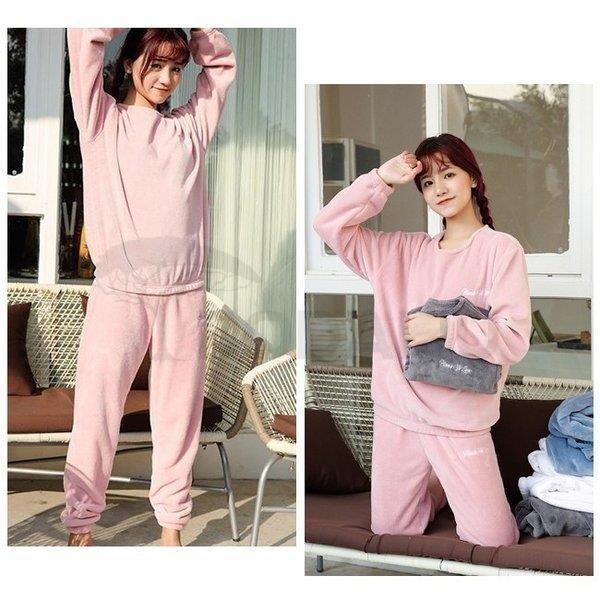 激安セール ルームウェア 上下セット もこもこ レディース パジャマ フリース マイクロファイバー 部屋着 厚手 可愛い スーパーセール期間限定 ゆったり 刺繍ロゴ 長ズボン 長袖 冬