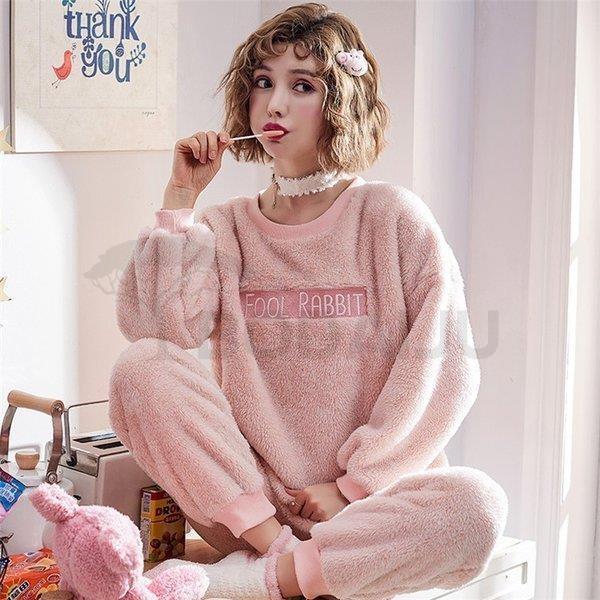 レディース モコモコ パジャマ 上下セット 長袖 秋冬パジャマ ルームウェア ナイトウェア 女性モコモコ かわいい 可愛い グリーン ピンク 部屋着 寝巻き Qh 菩提樹 通販 Yahoo ショッピング