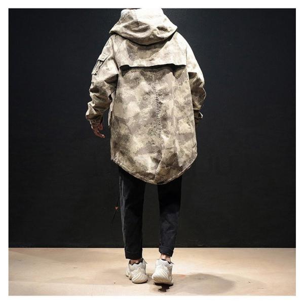 ミリタリーコート メンズ スプリング 物品 迷彩コート ゆったり パーカー ジャケット 大きいサイズ 秋服 ファッション フード付き アウター