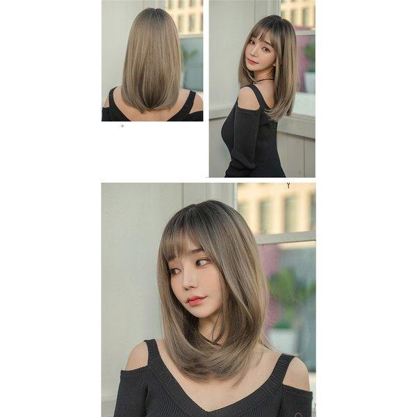 ウィッグ 店内全品対象 ミディアム フルウィッグ グラデーション 自然 つけ毛 かつら ハロウィン 可愛い レイヤー セミロング 耐熱ウィッグ 小顔効果抜群 コスプレ
