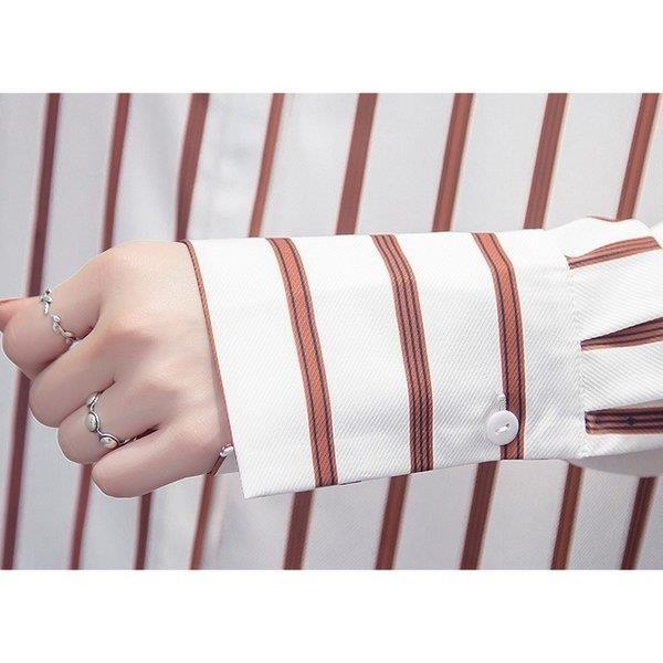 シャツ レディース アウター 春 春服 ついに再販開始 春物 ストライプ 開襟シャツ トップス 長袖 大きいサイズ