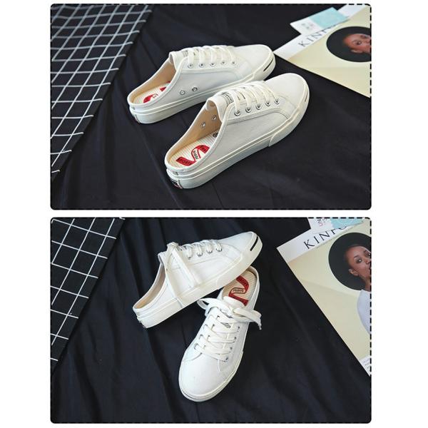 かかとなし ショップ スニーカー サンダル レディース ヒール 履きやすい サボ サンダルスニーカー キャンバス 白 婦人靴 クロッグサンダル軽い