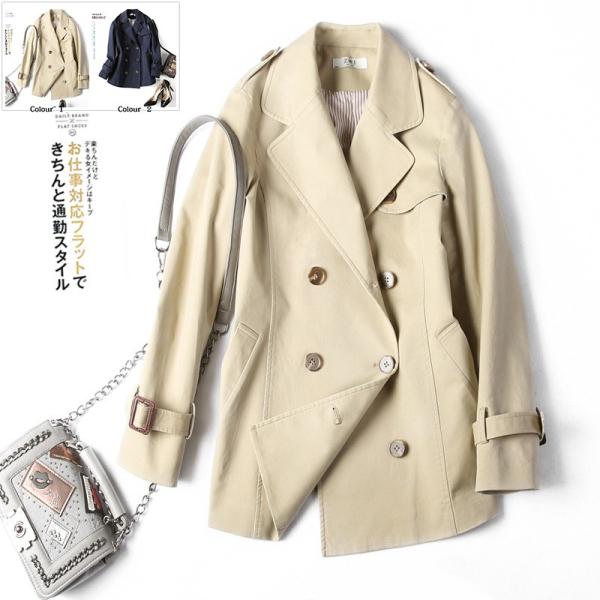 スプリングコート ショート丈 ゆったり フラット 通勤 完全送料無料 レディース ファスナー 春秋 カジュアル アウター ボタン
