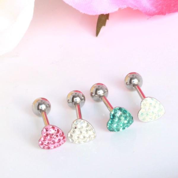 舌ピアス ボディピアス 14g ハート 舌 ピアス 舌用 ベロピ タンピ ジュエル ストレートバーベル シルバー パヴェ シンプル かわいい 可愛い カワイイ E03 4 ボディスタイル ピアス ピアッサー 通販 Yahoo ショッピング