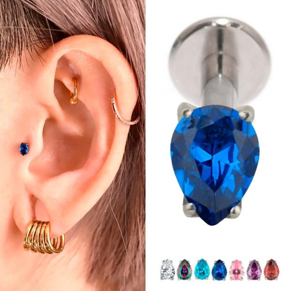 ピアス 金属アレルギー チタンピアス つけっぱなし 18g 16g Pear ティアドロップ ジルコニアピアス ファーストピアス インターナル ラブレットスタッズ
