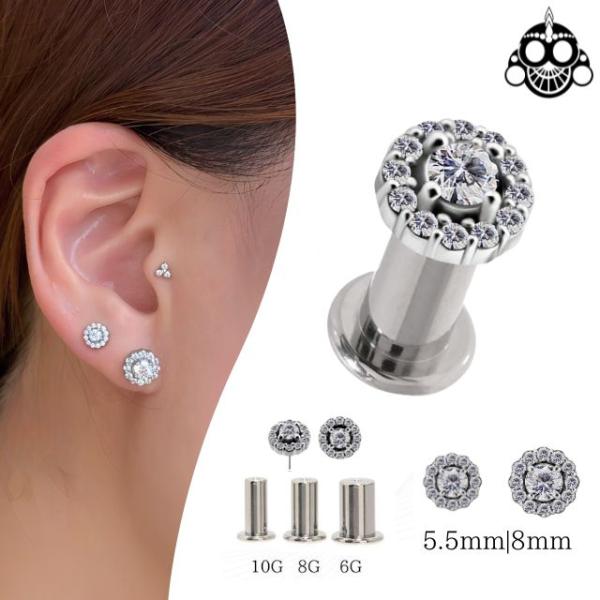 プッシュピアス 10G 8G 6G ゴージャスジュエル ノンニッケル プレミアムジルコニア チタンピアス 金属アレルギー対応 ラブレットスタッズ ボディピアス