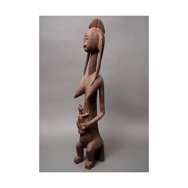 アフリカ　マリ共和国　バンバラ族　母子立像　プリミティブアート　木彫り　彫刻