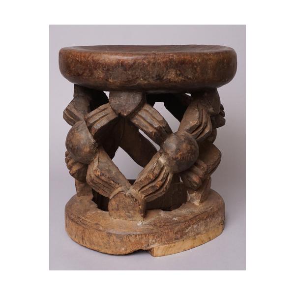 アフリカ カメルーン バミレケ族 木彫り スツール No.2 腰掛 椅子  