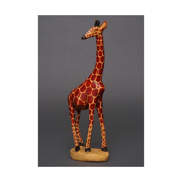 ケニア製キリンの置物　木彫り アフリカ ケニア キリン 木彫り Lサイズ No.7 置き物 オブジェ 彫刻