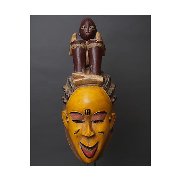 アフリカ コートジボワール グロ族 ザウリ マスク 仮面 No.545 木彫り アフリカンアート 彫刻 プリミティブアート