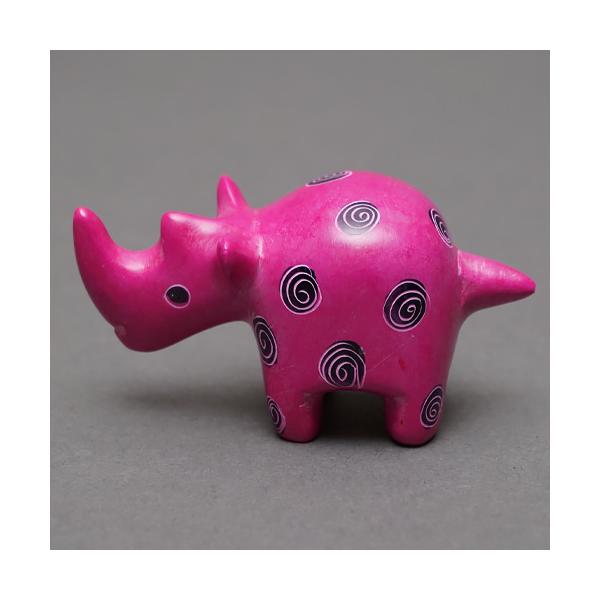 アフリカ　ヴィンテージ　ソープストーン　置物 アフリカ ケニア ソープストーン ミニ サイ 犀 ピンク Sサイズ 動物