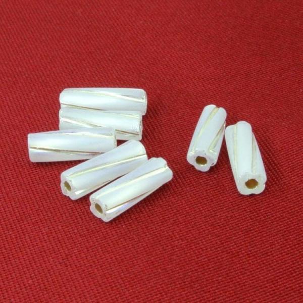チェコビーズ 竹ビーズ パイプビーズ スーパーツイストコローラ大 シルバーライン/マットAB 5g パーツ アクセサリー 手芸 素材
