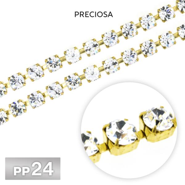 プレシオサ チェーン PP24 10cm/1m クリスタル ゴールドカラー PRECIOSA 連爪 デコ ネイル 手芸 パーツ