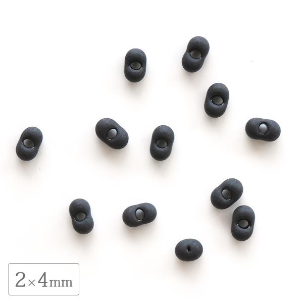 チェコビーズ ファルファーレ 2×4mm ブラックマット 5g シードビーズ ガラス パーツ アクセサリー ハンドメイド 手芸