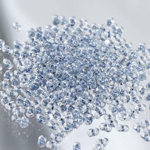チェコビーズ ファルファーレ 2×4mm グレーライン 40g シードビーズ ガラス パーツ アクセサリー ハンドメイド 手芸