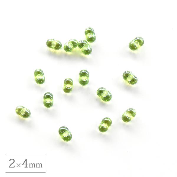 チェコビーズ ファルファーレ 2×4mm ペリドットスフィンクス 40g シードビーズ ガラス パーツ アクセサリー ハンドメイド 手芸