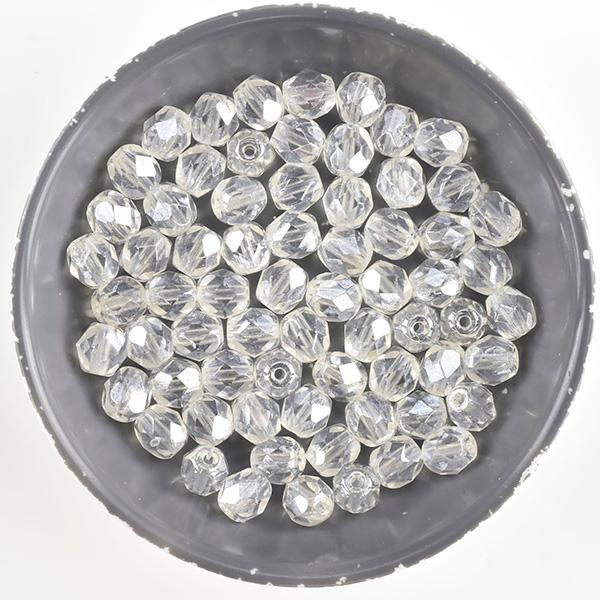 チェコビーズ FP ラウンド 6mm クリスタルホワイトラスター 20個 ファイアポリッシュ ガラス ビーズ ハンドメイド 手芸 アクセサリー