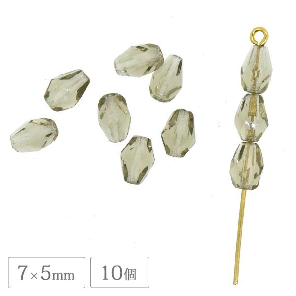 チェコビーズ FP ドロップ 7×5mm 10個 ブラックダイヤモンド ファイアポリッシュ しずく ガラス ビーズ 手芸 ハンドメイド アクセサリー