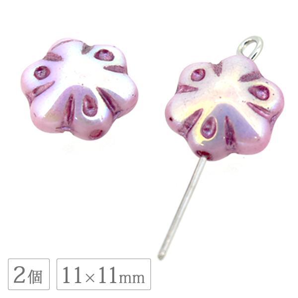 チェコビーズ ドリームフラワー コットンキャンディ 11×11mm 2個 花