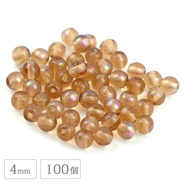チェコビーズ PB ラウンド 4mm 100個 スモークトパーズアメシット