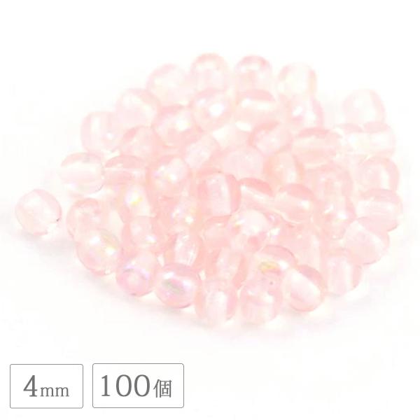 チェコビーズ PB ラウンド 4mm 100個 ロザリンアメシット プレストビーズ ガラス ビーズ パーツ アクセサリー ハンドメイド 手芸 手作り 素材