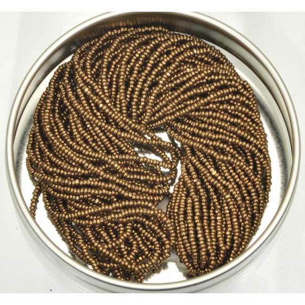 チェコビーズ シャルロットビーズ 13/0 約1.7mm 糸通し ブロンズ 1束(12本) パーツ アクセサリー ハンドメイド 手芸 手作り 素材