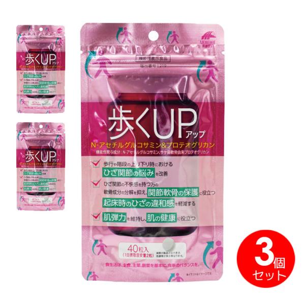 ３個セット　歩くアップ　歩くUP　N-アセチルグルコサミン　プロテオグリカン　機能性表示食品