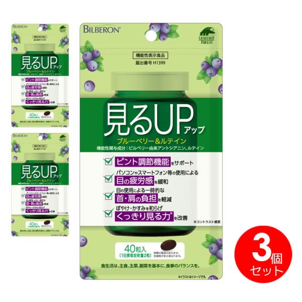 ３個セット　見るアップ 見るUP　ブルーベリー＆ルテイン　ビルベリー由来アントシアニン　機能性表示食品